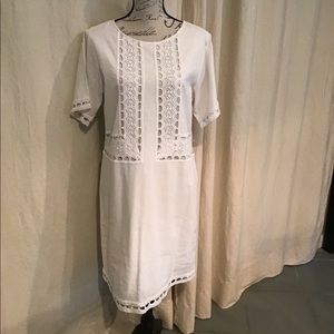 Ann Taylor Linen with Crocheted Trim Dress